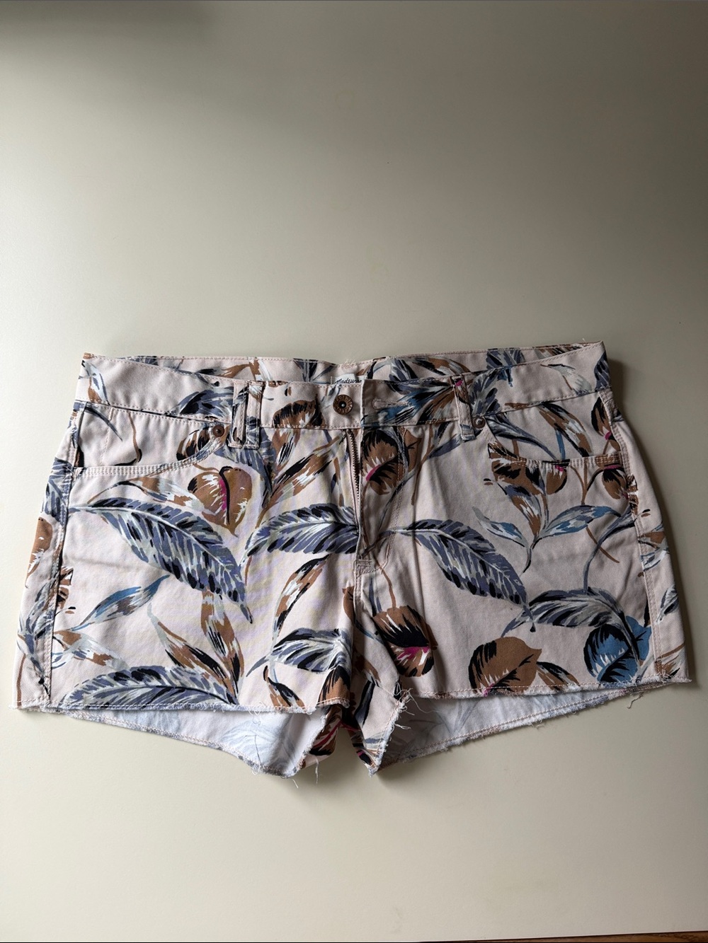 Madewell Light Pink Floral Printed Denim Shorts
